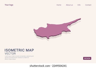 Cyprus map purple on white background with 3d isometric vector illustration