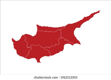 Cyprus Map Red Color on White Backgound