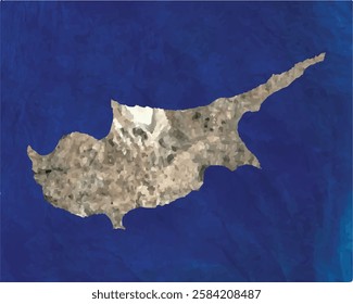 Cyprus map with satellite view design style.