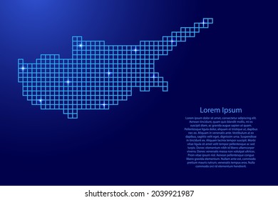 Silueta de mapa de Chipre a partir de cuadrados de estructura de mosaicos azules y estrellas brillantes. Ilustración vectorial.
