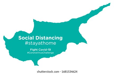 Cyprus map with Social Distancing #stayathome tag