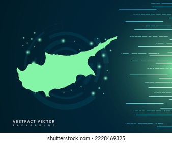 Cyprus map of technology green futuristic Background vector.