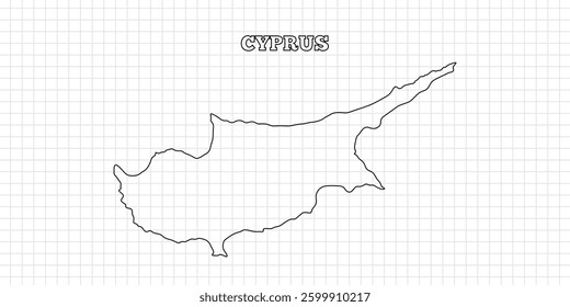 Cyprus map travel with outline simple drawing version Illustration