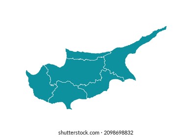 Cyprus map vector, Abstract design vector illustration Eps 10. sea color palette color. High Detailed on white background.