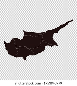 Cyprus map vector, isolated Brown color on transparent background