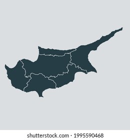 Cyprus map vector, isolated on gray background
