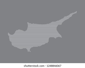 Cyprus map vector with simple straight lines on black background illustration