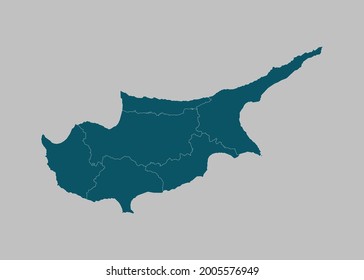Cyprus map vector,isolated ocean blue color on gray background