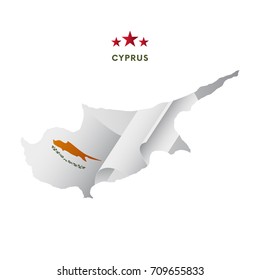 Cyprus map with waving flag. Vector illustration.
