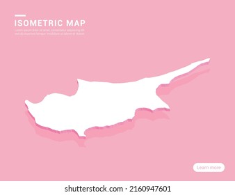 Cyprus map white on pink background with 3d isometric vector illustration.