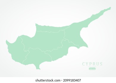 Mapa de Chipre - Mapa Mundial Modelo vectorial internacional con Alto detalle que incluye el color de contorno verde y blanco aislado en fondo blanco - Ilustración vectorial eps 10