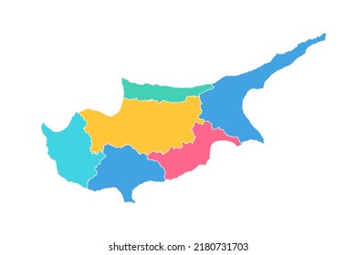 Cyprus Map - World Map International vector template with High detailed including blue, green, pink, and yellow outline color isolated on white background - Vector illustration eps 10