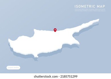 Cyprus Map - World map International vector template with isometric style including shadow, white, blue color isolated on blue background for design, infographic - Vector illustration eps 10