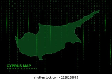 Cyprus Map - World Map International vector template with Matrix green binary computer code background including light for design, website, hacker concept - Vector illustration eps 10