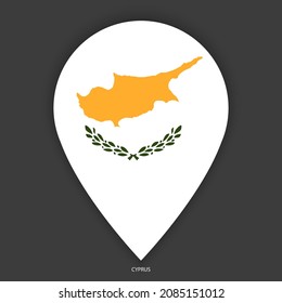 Icono de marcador de Chipre sobre fondo gris oscuro. Icono del pin chipriota aislado en un fondo apenas oscuro.