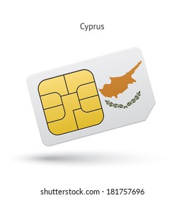 Cyprus mobile phone sim card with flag. Vector illustration.