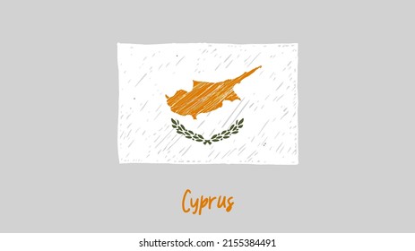 Cyprus National Country Flag Marker or Pencil Sketch Illustration Vector