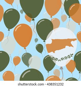 Cyprus National Day Flat Seamless Pattern. Flying Celebration Balloons in Colors of Cypriot Flag. Cyprus Patriotic Background with Celebration Balloons.