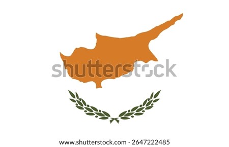 Cyprus National Flag – Copper Island Silhouette with Olive Branches on White Field – High Quality Vectorial Stock Image