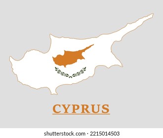 Cyprus National Flag Map Design, Illustration Of Cyprus Country Flag Inside The Map