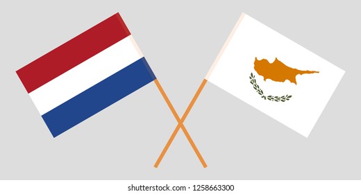 Cyprus and Netherlands. The Cyprian and Netherlandish flags. Official proportion. Correct colors. Vector illustration