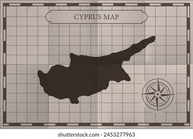Cyprus old classic map. Vintage antique style.