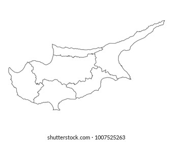 cyprus outline map. detailed isolated vector country border contour maps on white background.