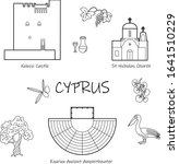 Cyprus outline vector set. Greek lifestyle elements and illustrations. Visit Cyprus icon set