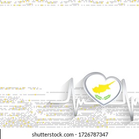 Cyprus Patriotic Background. Cyprus flag in a heart shape and heartbeat line. Vector illustration.