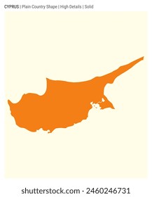Cyprus plain country map. High Details. Solid style. Shape of Cyprus. Vector illustration.