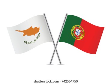 Cyprus and Portugal flags.Vector illustration.