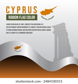 Cyprus ribbon flag with Archaic cypriot silhouette and decoration