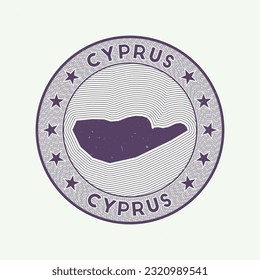 Cyprus round badge vector. Country round stamp with shape of Cyprus, isolines and circular country name. Awesome emblem. Beautiful vector illustration.