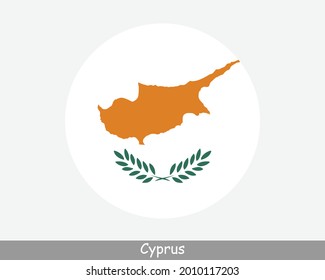 Cyprus Round Circle Flag. Cypriot Circular Button Banner Icon. EPS Vector svg