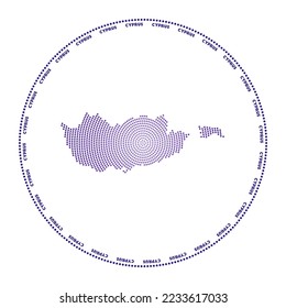Logo de la ronda de Chipre. Forma de estilo digital de Chipre en círculo de puntos con nombre de país. Icono tecnológico del país con puntos degradados. Ilustración vectorial de moda.