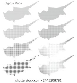 Cyprus Set of Dotted Map Vector Illustrator 