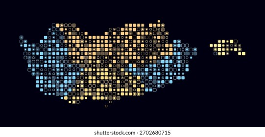 Chipre, a forma do país constrói células coloridas. Mapa de estilo digital do Chipre em fundo escuro. Blocos quadrados arredondados de tamanho pequeno. Ilustração do vetor de tendências.