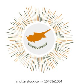 Cyprus sign. Country flag with colorful rays. Radiant sunburst with Cyprus flag. Vector illustration.