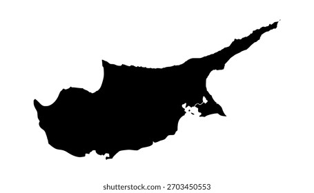 Zypern Silhouette Karte. Zypern-Kartenvektor. Zypern-Karte auf weißem Hintergrund