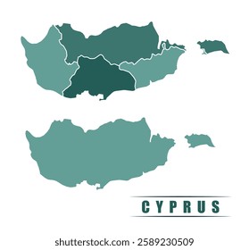 Cyprus simple flat political map with states border