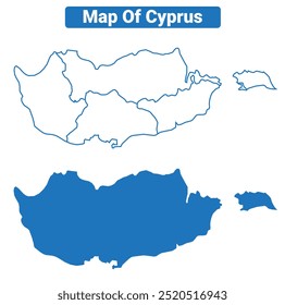 Cyprus simple vector map and outline style illustration set