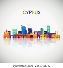 Cyprus skyline silhouette in colorful geometric style. Symbol for your design. Vector illustration.