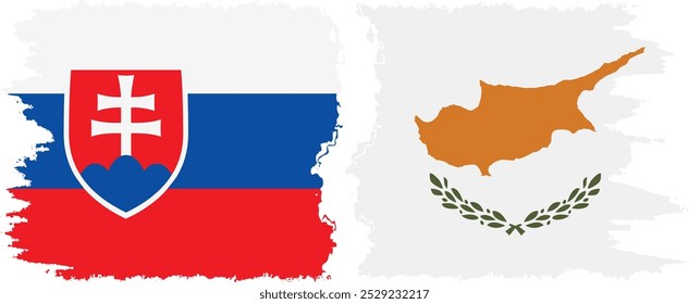 Conexión de banderas grunge de Chipre y Eslovaquia, Vector