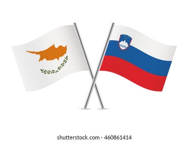 Cyprus and Slovenian flags. Vector illustration.
