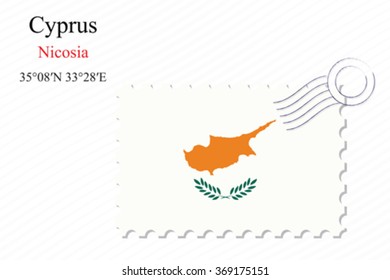 cyprus stamp design over stripy background, abstract vector art illustration, image contains transparency