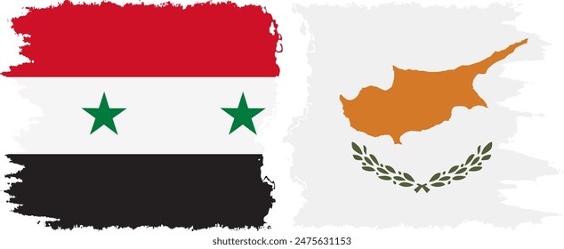 Cyprus and Syria grunge flags connection, vector