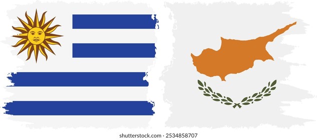 Conexión de banderas grunge de Chipre y Uruguay, Vector