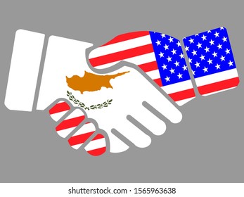 Cyprus and USA flags Handshake vector