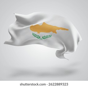 Chipre, vetor 3d bandeira com ondas em um fundo branco