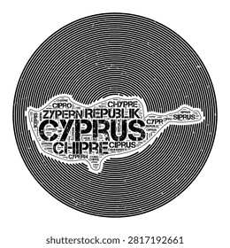 Cyprus Vector Image. Country round logo design. Cyprus poster in circular arcs and wordcloud style. Trendy vector illustration.